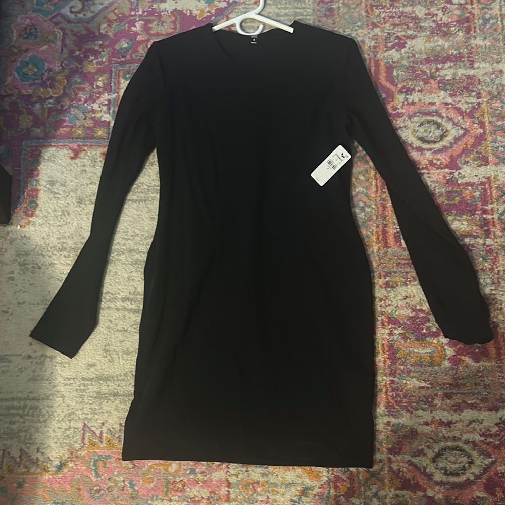 Elegant Black Long Sleeve Body Contour Dress